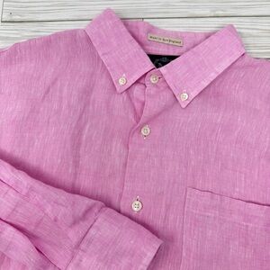 Mettlers Men’s XL Pink Button Down Linen Shirt with Relaxed‎ Fit Long Sleeve